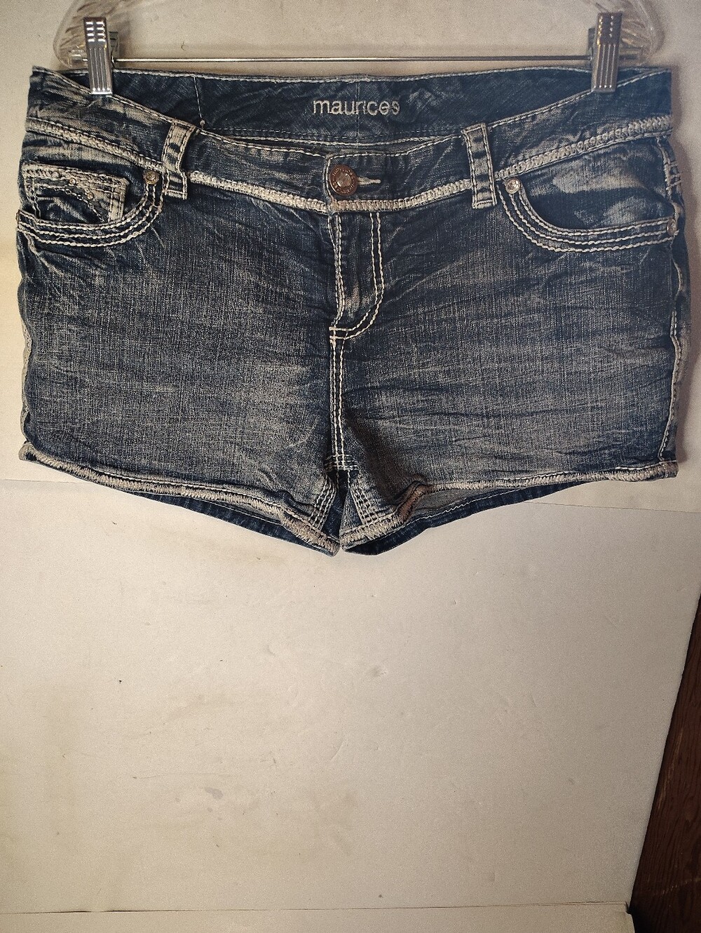 Maurices Missy Stone Wash Jean Bling Shorts Size 13-14